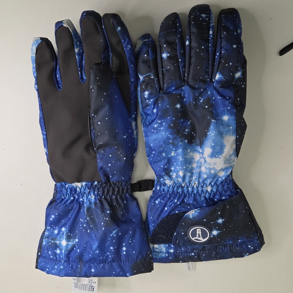 Lands End Kids Galaxy Down Filled Blue Winter Ski Jacket & Gloves Parka Size XL - Picture 9 of 9